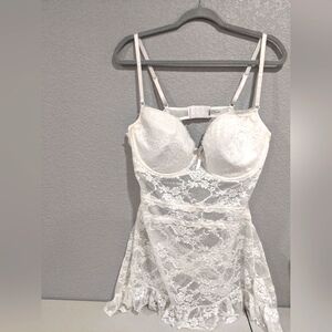 Vintage Rare Baby Doll Teddy White Lace Intimate Lingerie Coquette Wedding Gift